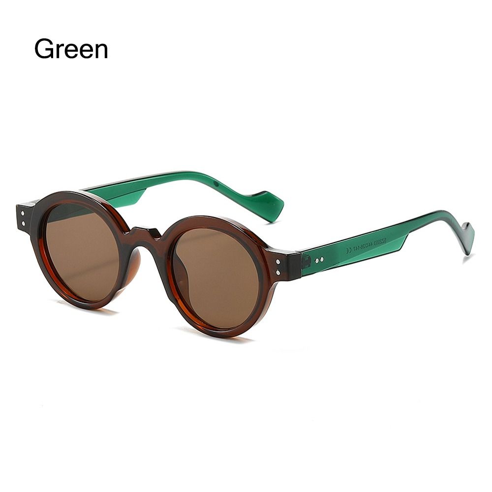 Lunettes de soleil rondes pour hommes et femmes, Punk, Double couleur, UV400, Rivets rétro, décoration, tendance, monture de lentille transparente