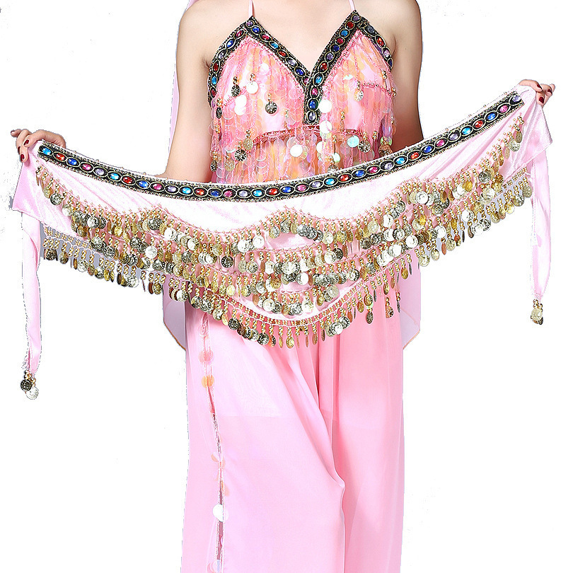Écharpe de hanche de cadérines arabes pour la danse du ventre, enveloppe de velours de danse du ventre, pièce de monnaie de grande taille, ceinture à paillettes pour le ventre, triangulaire de chaîne audio en ylène