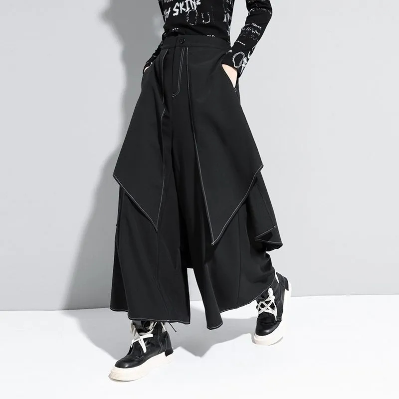 Pantalon large pour femme, collection Printemps-Été 2026, décontracté, effet deux pièces, coupe ample, style streetwear, pantalon tendance pour femme