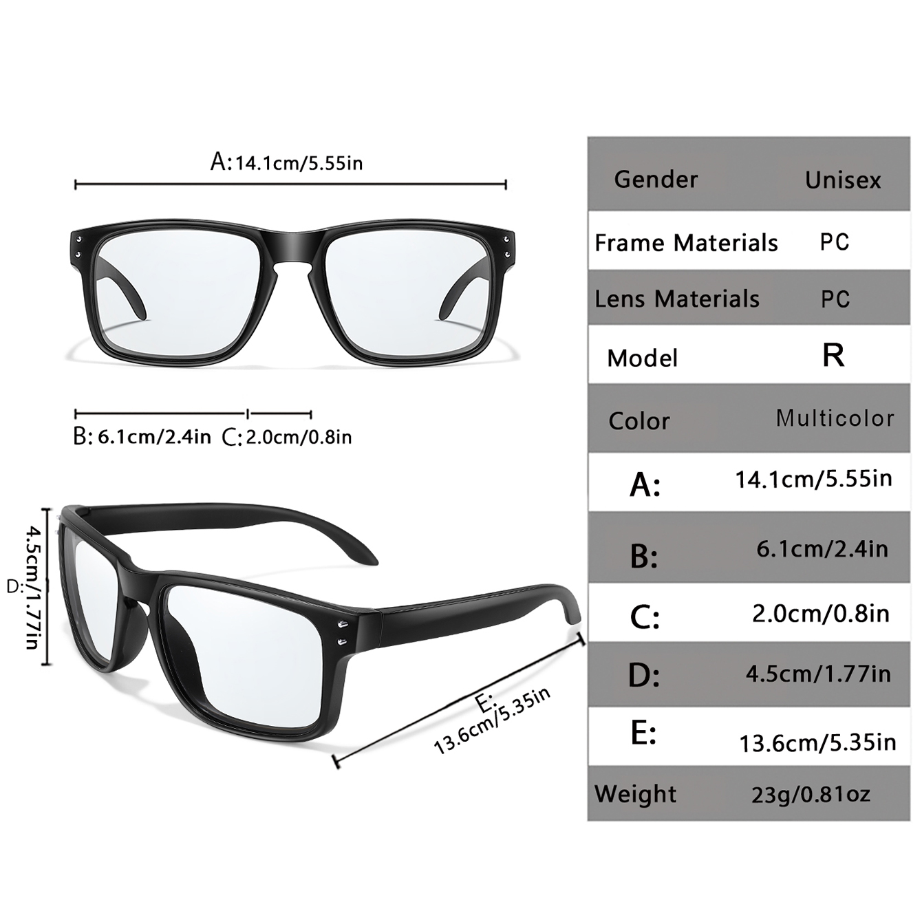 Lunettes de soleil photochromiques vintage pour hommes et femmes, monture carrée classique avec rivets pour les sports de plein air, la course à pied, le cyclisme
