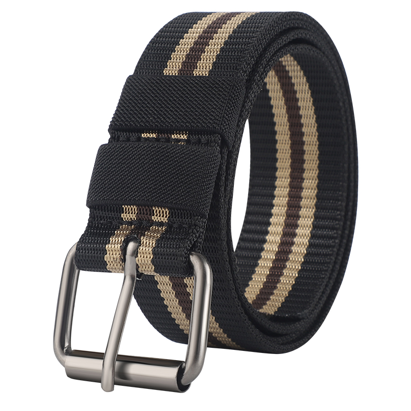 Ceinture en toile à boucle ardillon longue pour hommes, ceinture tressée en nylon pour jeunes et d'âge moyen, ceinture décontractée, ceinture de marée
