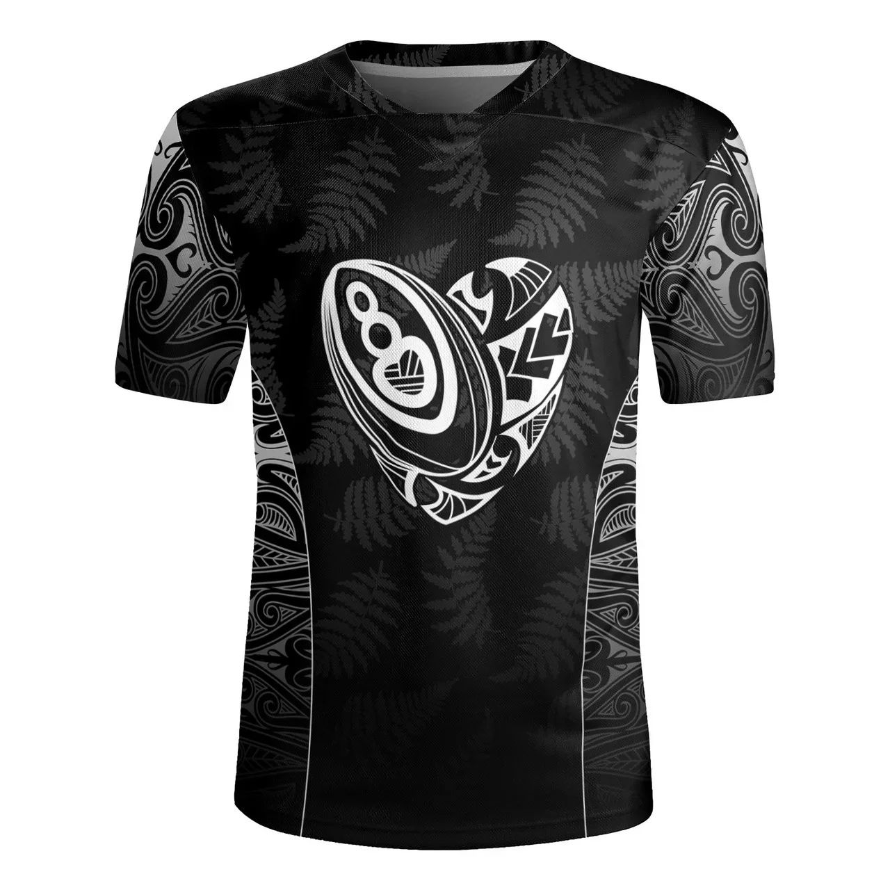 Nouvelle-zélande Rugby-Jersey argent fougère drapeau Styles 3D imprimé col en V t-shirt NZ Jersey col en v T-Shirts hommes Cool manches courtes T-Shirts