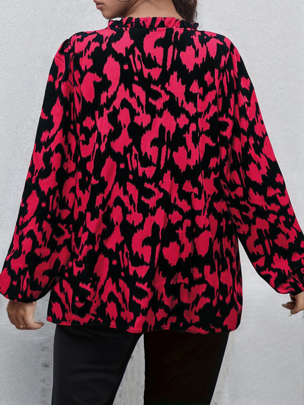 Chemise à manches longues pour femmes, grande taille 1XL-5XL, motif imprimé, col en v, confortable et respirante