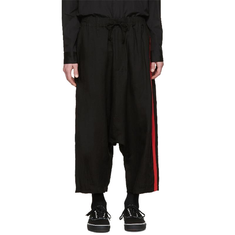 Pantalon ample en lin pour hommes, grande taille, décontracté, tendance, mode jeune, ville, noir et rouge, nouvelle collection