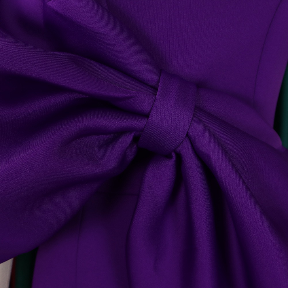 Robes de soirée élégantes pour femmes, col en V, manches courtes, grand nœud décoratif, gaine fendue sur le côté, longueur de rinçage, robe de soirée de luxe, nouveau, 2024