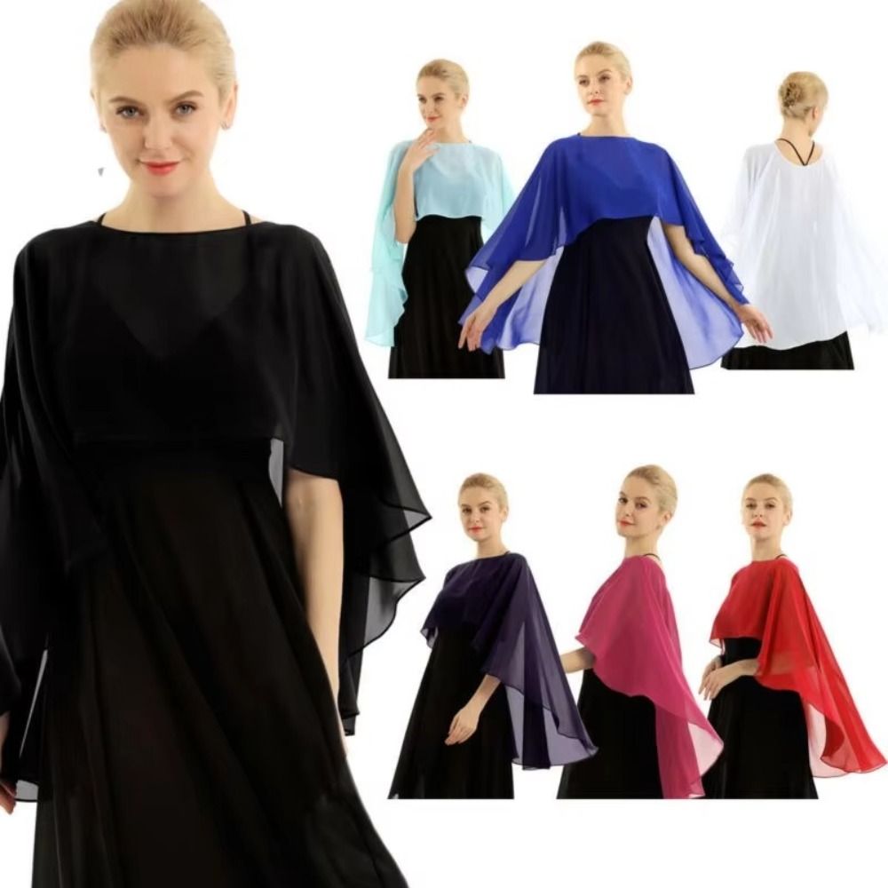 Nouvelle Collection : Capes de Mariage Longues en Mousseline de Soie Unie – Écharpes de Soirée Élégantes pour Femmes