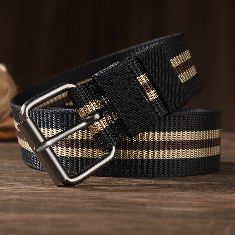 Ceinture en toile à boucle ardillon longue pour hommes, ceinture tressée en nylon pour jeunes et d'âge moyen, ceinture décontractée, ceinture de marée