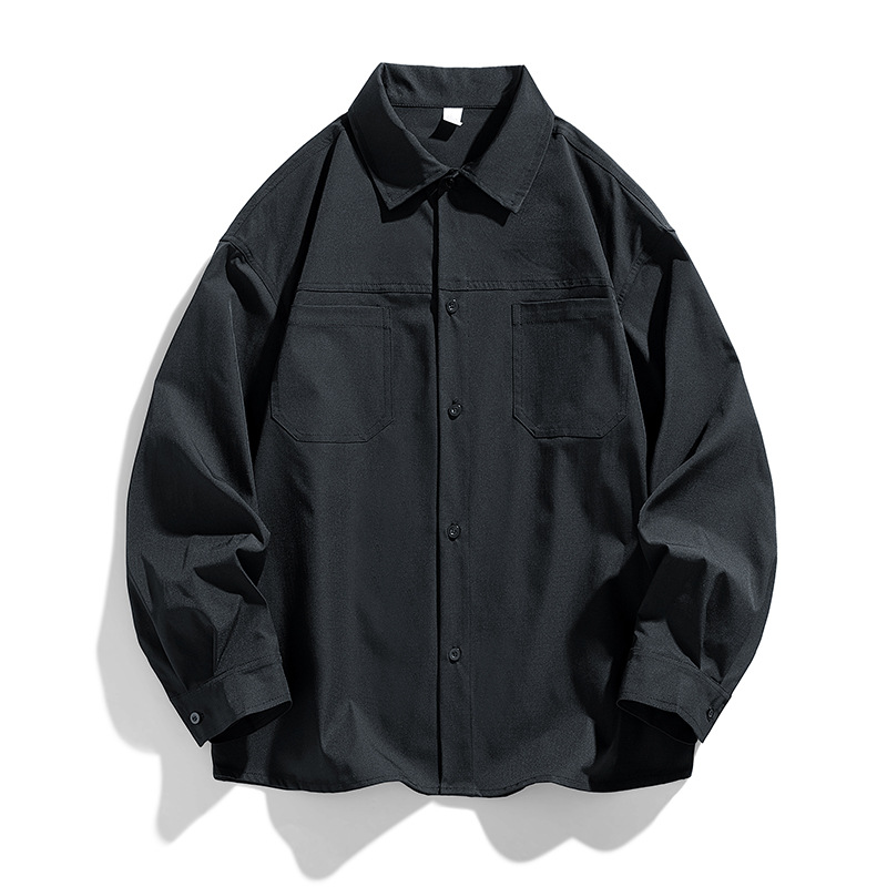 Veste pour hommes, nouveau style de travail, revers, couleur unie, rétro, décontracté, ample, manteau chemise, printemps 2025