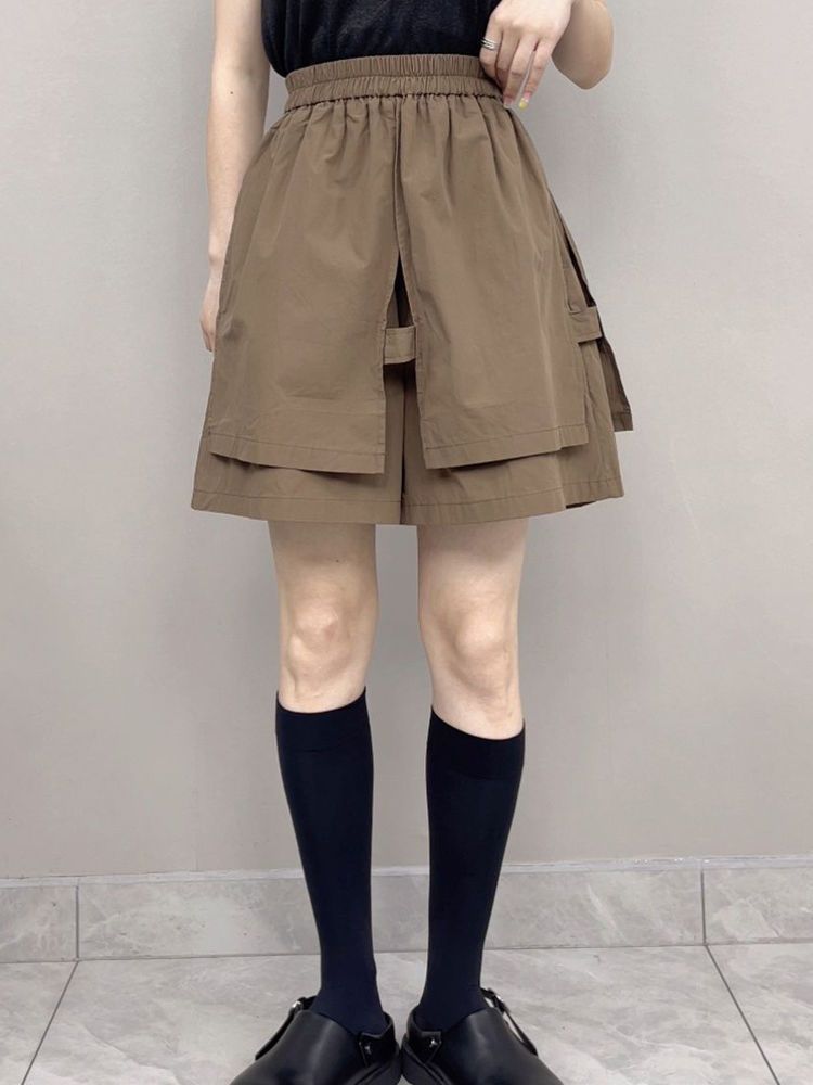 Shorts décontractés à patchwork irrégulier, coupe large, taille élastique, style vintage, pantalon cinq-quarts tendance coréenne pour femme, idéal pour l'été