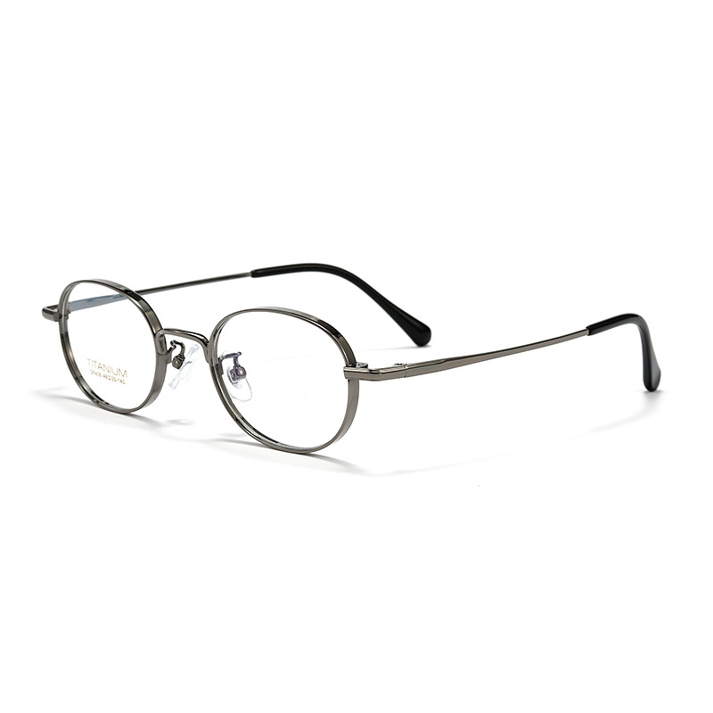 Lunettes ovales à petite monture, monture complète à bord épais en titane pur, style vintage ajusté au visage rond, lunettes artistiques minimalistes