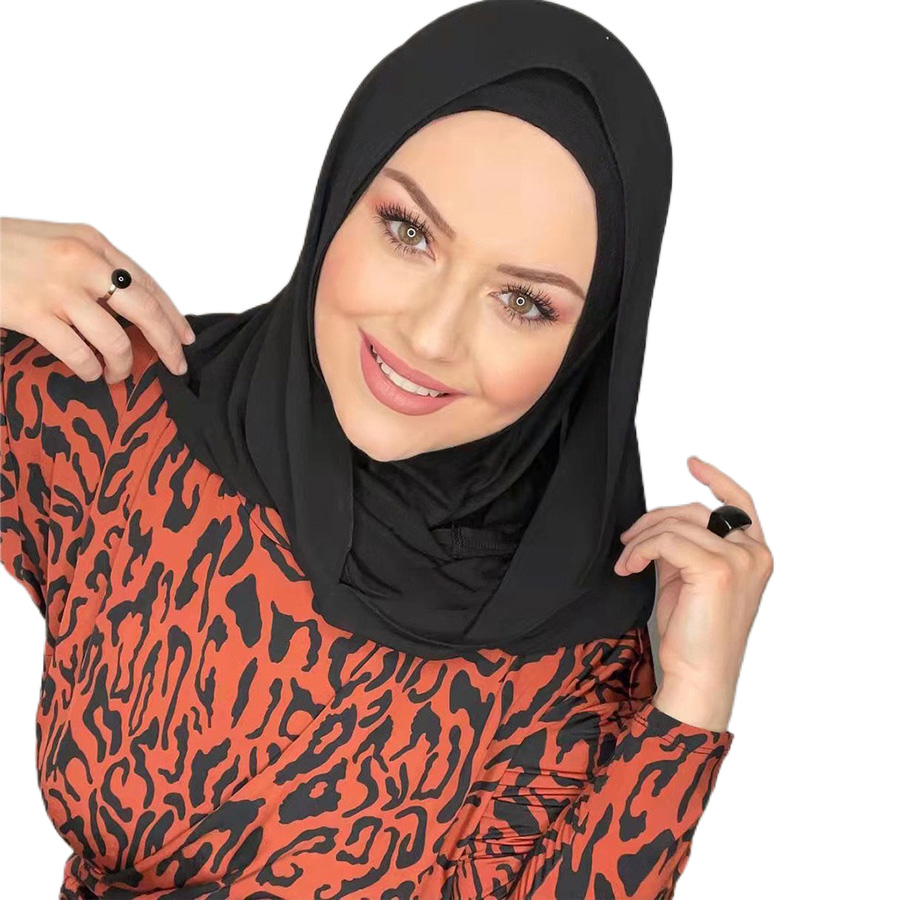 Hijab en mousseline de soie instantané, bandeau intérieur musulman pour femmes, Bonnet, Long châle avec Jersey, sous-écharpe, couvre-cou