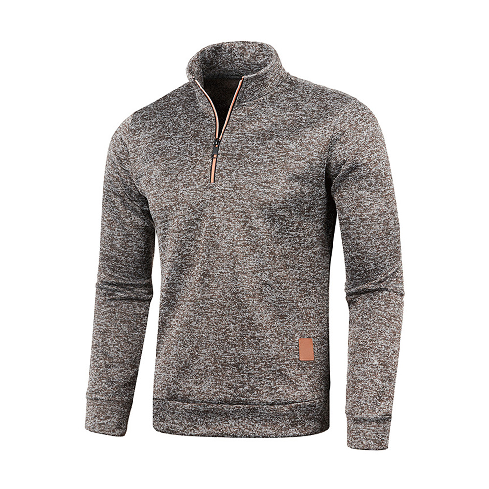 Pull à col roulé avec fermeture éclair pour homme, sweat-shirt d'extérieur, pull à demi-fermeture éclair, vêtements solides, PVD, printemps, automne
