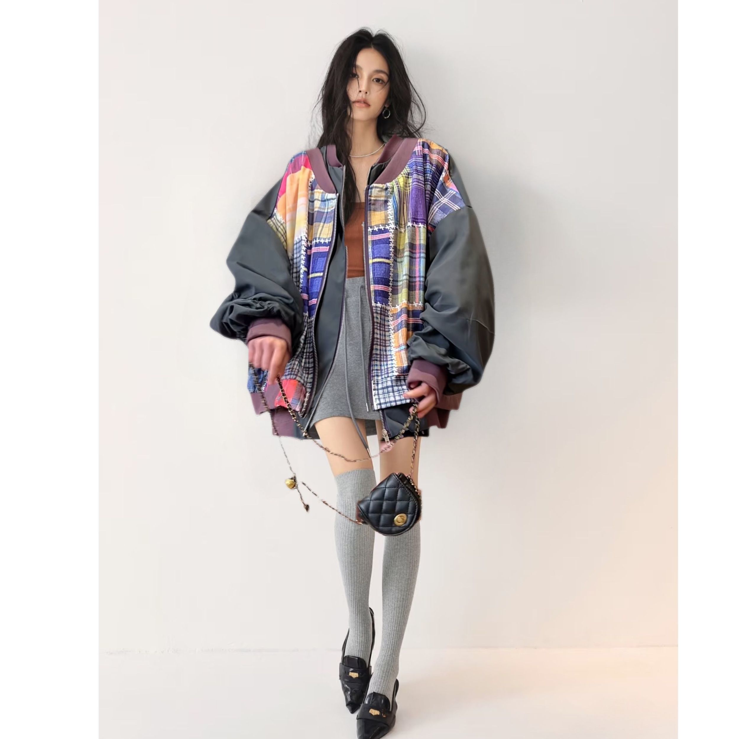 Manteau femmes mode coréenne Patchwork 2026 printemps automne à manches longues Style ample femmes manteau veste