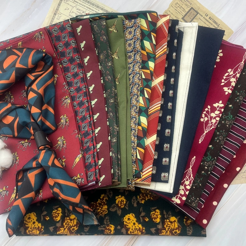 Foulards géométriques en coton pour hommes, grand foulard carré, vintage, décontracté, 03/Wear imbibé Ascot, Kties de la présidence, dessin animé floral, Craings.com, 60x60cm