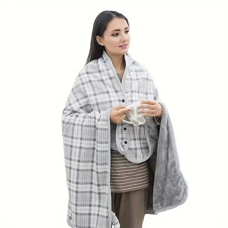 Couverture châle en flanelle, 1 pièce, portable, paresseux, décontracté, chaud, pour le bureau, pour le confort et le Style