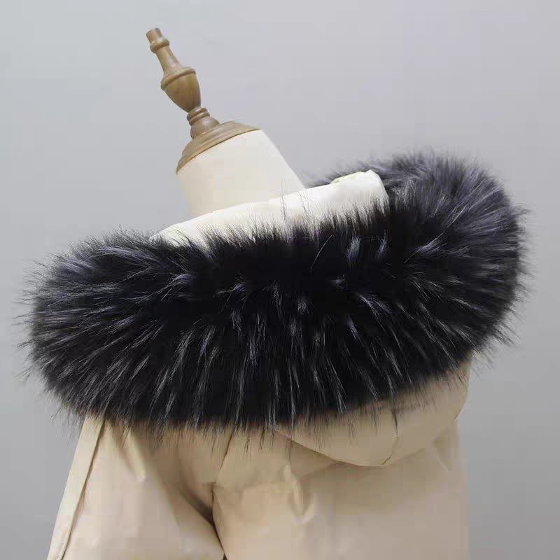 Écharpe en Fausse Fourrure de Raton Laveur pour Femme, Colliers d'Hiver, Chaud, Capuche, Châle, Décor Multicolore, Manteau en Peluche, Col Moelleux