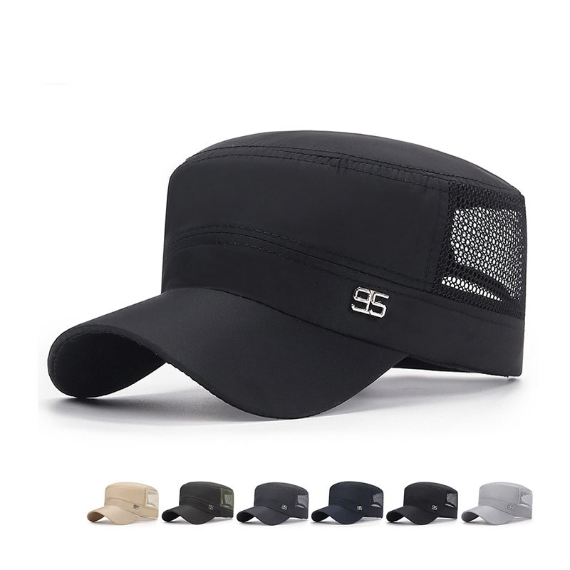 Casquette militaire à dessus plat, casquette de baseball pour homme, chapeau d'été pour homme, chapeau de soleil en maille pour extérieur