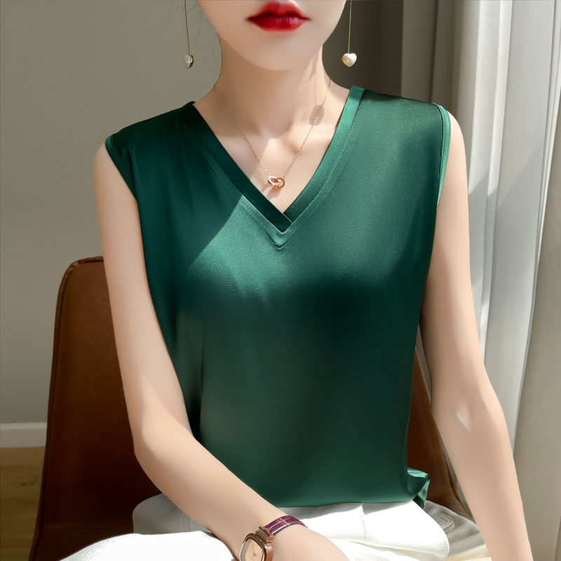 Débardeur suspendu pour femmes, bas de costume en Imitation soie, nouvelle chemise inférieure polyvalente en Satin fin sans manches, mode édition coréenne 25