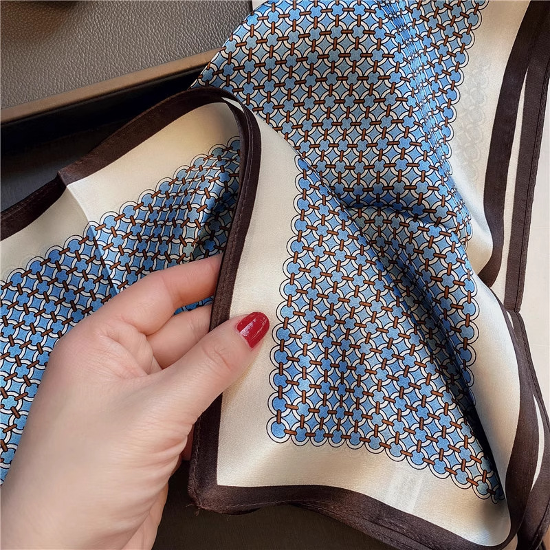 Écharpe 100% soie véritable pour femme, nouveau foulard carré, bandana, foulard élégant, mode printemps, luxe, haute qualité, hijab 53cm