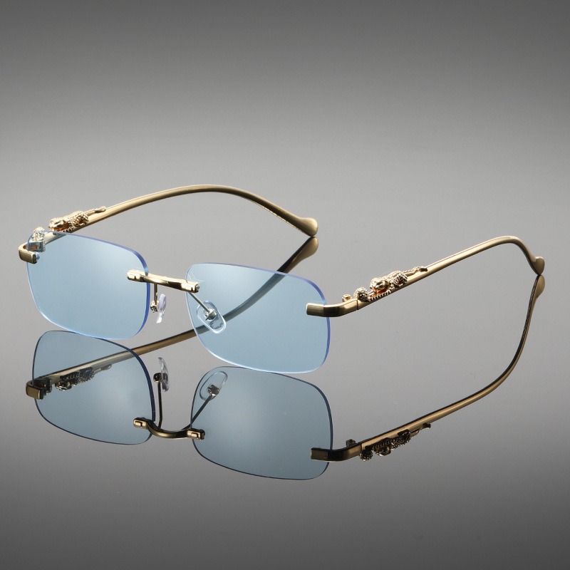 Lunettes de soleil carrées sans monture, à bords taillés en diamant, tendance, pour hommes et femmes, lunettes de voyage, montures fines haut de gamme
