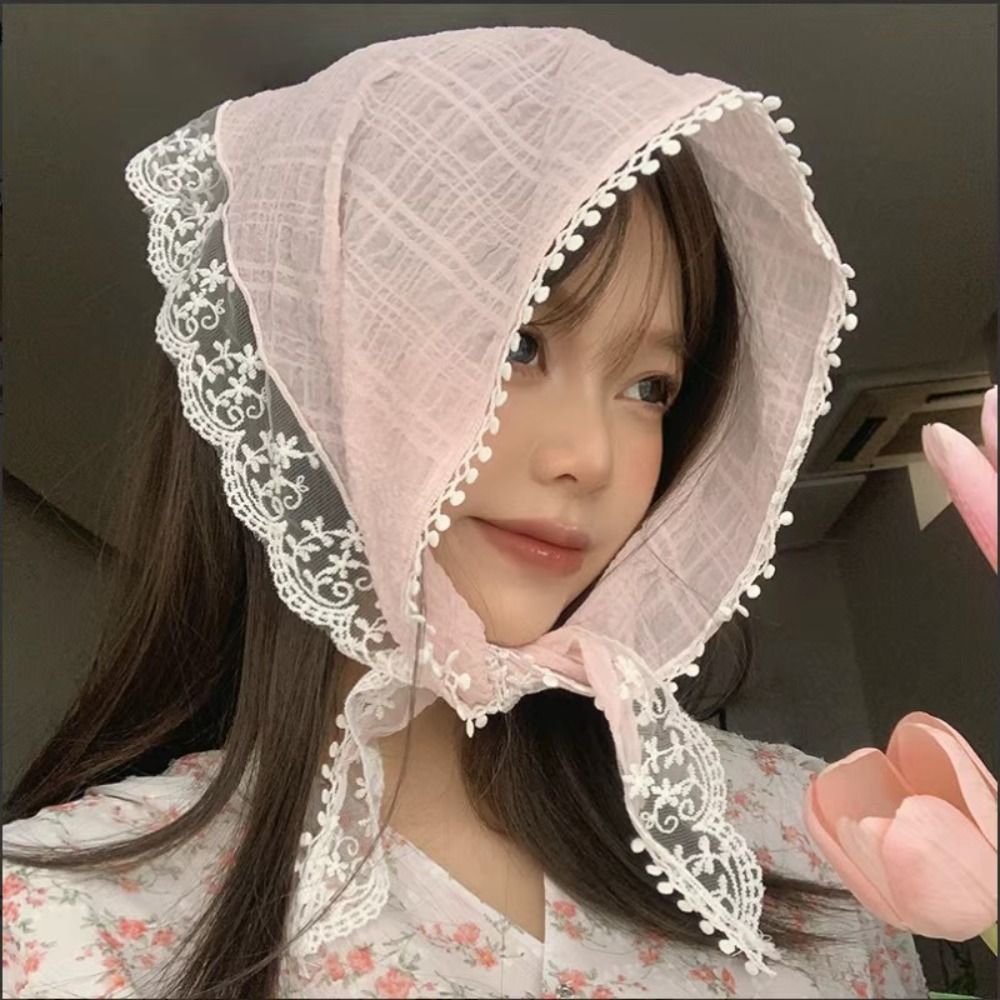 Foulard de cheveux en dentelle douce style français, bandeau triangulaire, turban, accessoires pour photos, bandeau pour cheveux, pour femmes et filles