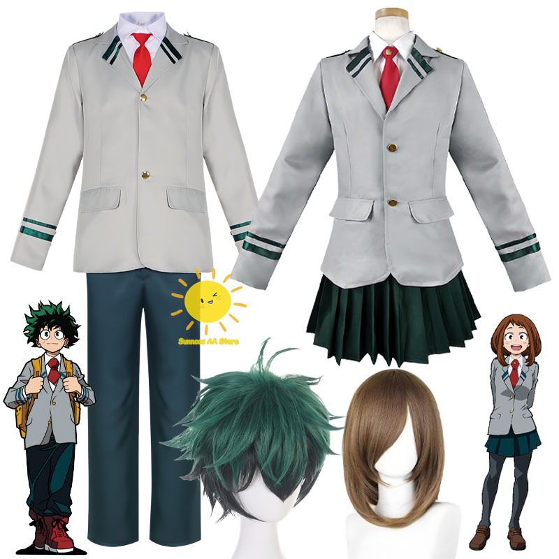 Costumes de cosplay Anime Midoriya Izuku Ochaco Uraraka My Hero Academia, uniformes, écussons, cravates, costumes d'Halloween unisexes