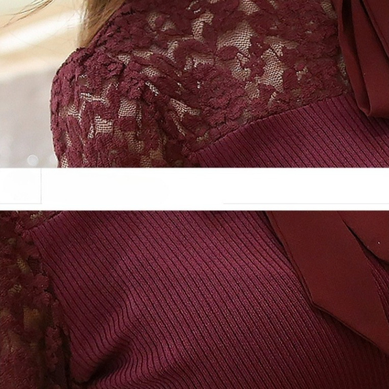 Chemises pour femmes, nœud, dentelle ajourée au crochet, chemisier pour femmes, vêtements vintage, blusas femininas, hauts de chemise