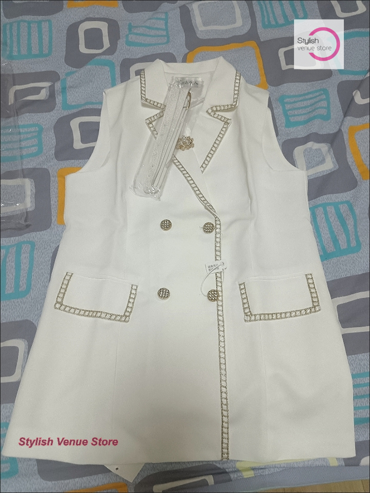Gilet sans manches de style français, élégant et tendance, veste légère parfumée, nouvelle collection été, haut de gamme, coupe ajustée, style occidental.