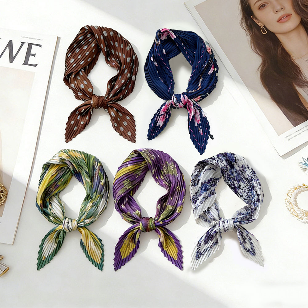 Foulard carré pliable pour femme, mode printemps-été, bandana, châle, accessoire de cheveux élégant, léger et luxueux