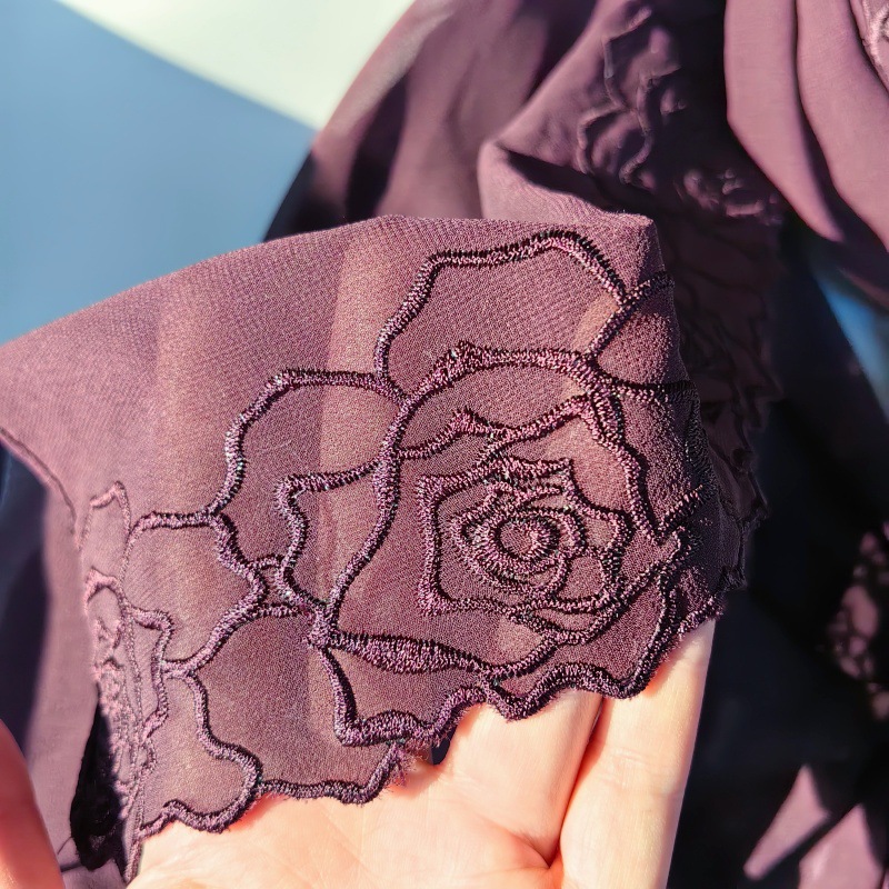 Nouveau Hijab en Chiffon Brodé de Roses Florales 2026, 70×180cm, pour Femmes Musulmanes, Foulard Islamique de Luxe Africain, Ramadan Aïd