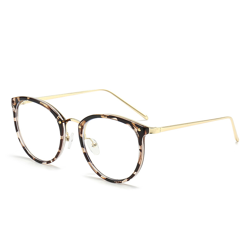 Lunettes rondes à rivets rétro, verres plats ronds artistiques créatifs, Anti-lumière bleue, lunettes décoratives