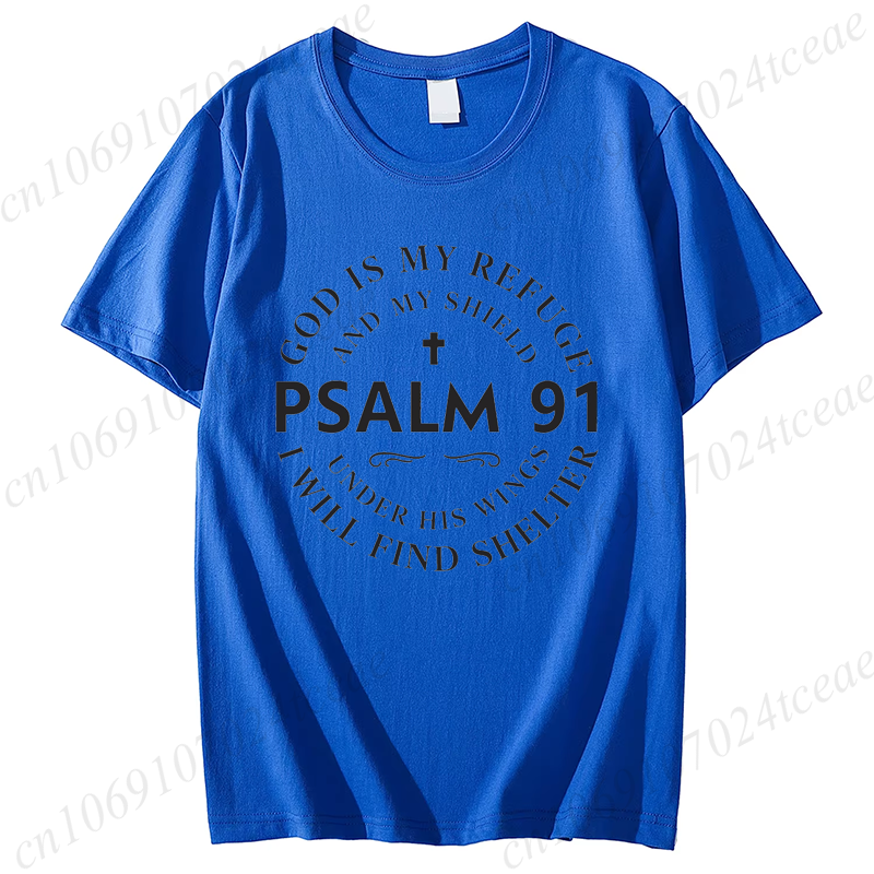 Dieu est mon réfugié graphique imprimé t-shirts pour hommes femmes vêtements Bible verset Homme t-shirt vêtements à manches courtes t-shirt Homme