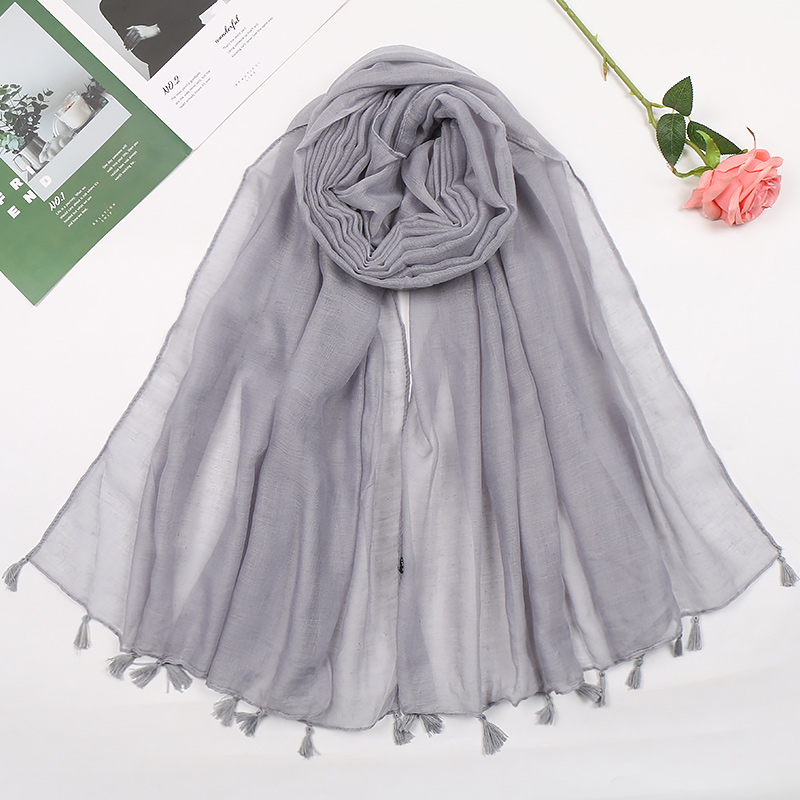 Écharpe en Viscose à Pompon Uni pour Femme, Hijab, Châle de Créateur Musulman, 2023x90cm, 180