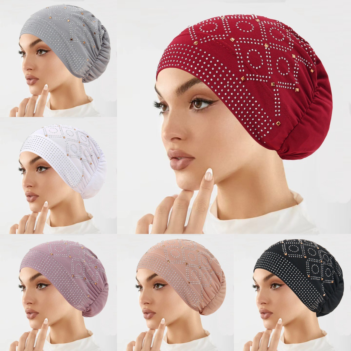 Nouvelle mode diamants foulard chapeau femmes musulmanes couvre-chef sous-écharpe bonnets intérieur Hijab Bonnet perte de cheveux bandeau casquette sous-capuchon
