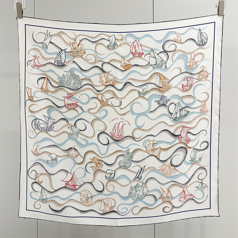 Écharpes en soie pour femmes, design tendance, 90*90cm, carrées, imprimées d'un seul côté, bandana en soie pour femme
