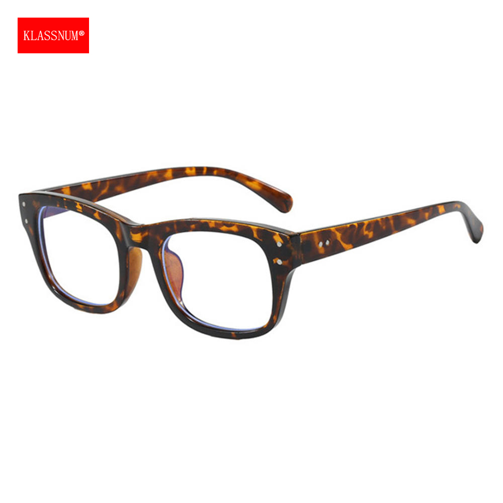 KLASSNUM noir cadre épais lunettes transparentes hommes corne-montée lunettes Vintage Anti-lumière bleue femmes homme ordinateur lunettes plates