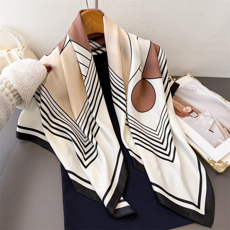Foulard carré en coton fin 90x90cm pour femme, écharpe en soie, bandana de luxe, châle de plage, imprimé floral, hijab, cache-cou