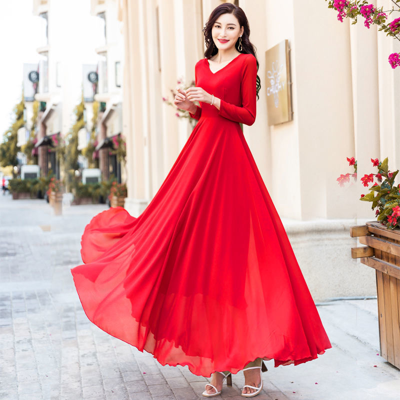 Robe de plage en mousseline de soie pour femmes, grande balançoire, manches longues, vacances en bord de mer, Slim, Super féerique, style bohème, nouvelle collection été 2026