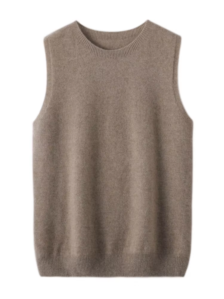 Pull sans manches pour femme, nouvelle mode printemps automne, col rond, 100% laine mérinos, tricoté, décontracté, coupe ajustée