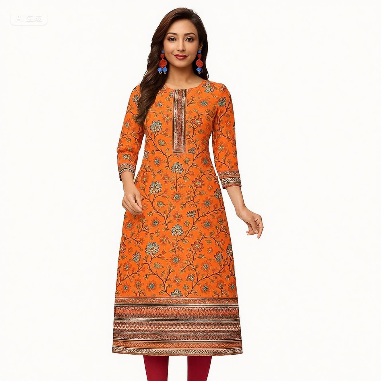 Musulman Kurtta femmes tenue de mode décontractée Tube droit turc Abaya Vetement Femme fleurs style National caftan robe marocaine