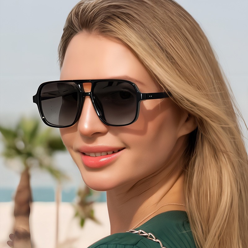 Lunettes de soleil vintage surdimensionnées, mode homme femme, montures carrées, lunettes tendance, design de marque populaire, lunettes de soleil UV400