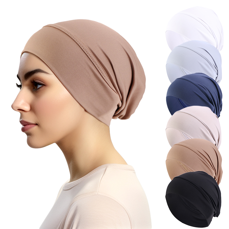 6 pièces/lot musulman Hijab casquettes solide femmes Hijab musulman écharpe Turbans prêt à porter islamique femmes Hijabs chapeau Turbante Mujer chapeau
