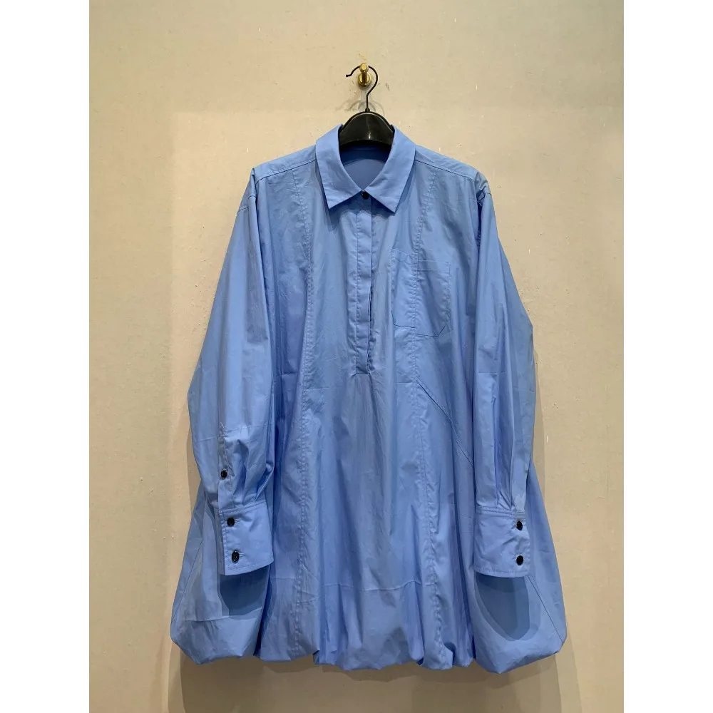 Blouse décontractée à manches longues pour femme, style japonais, coupe ample, col à revers, chemise simple, vêtement féminin