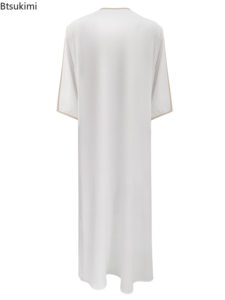 Vêtements musulmans de style ethnique 2026, robe d'Eid du Moyen-Orient, robe pour hommes, thobe, kaftan arabe islamique avec poche, abayas amples et décontractées brodées