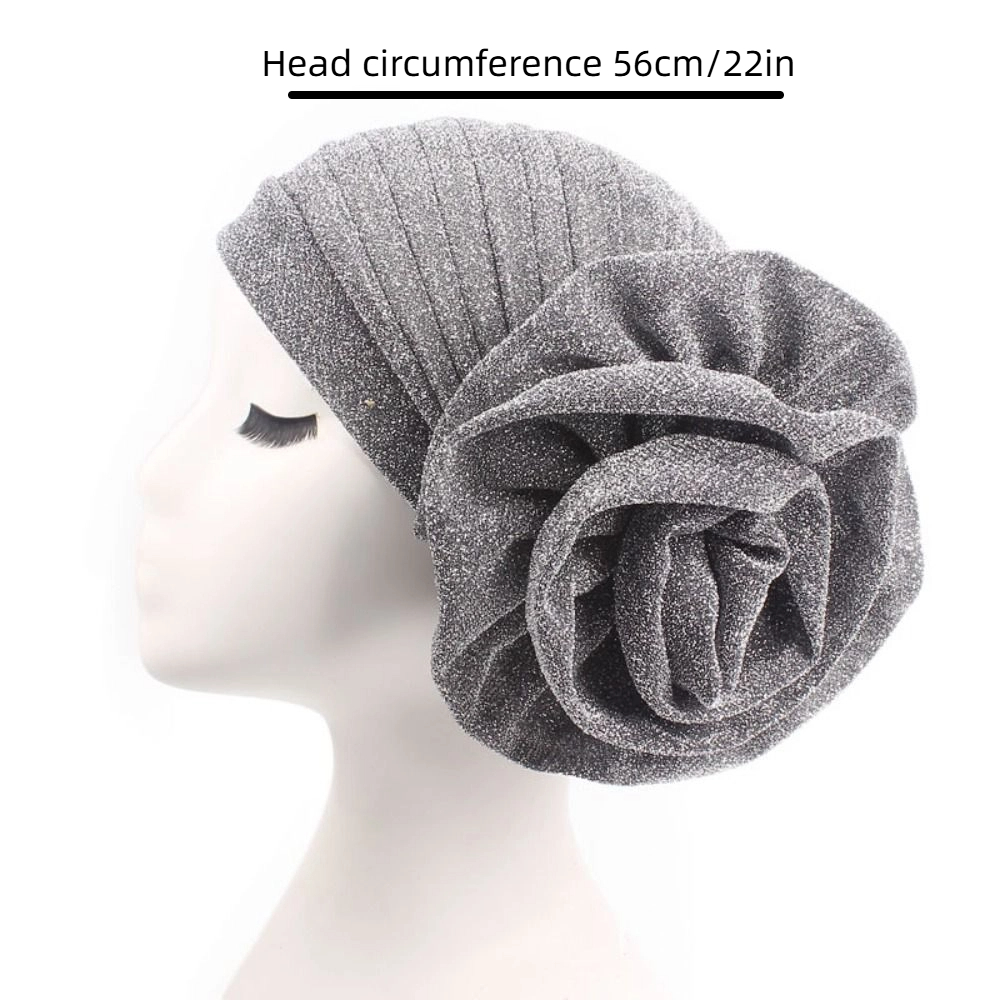Turban africain en soie naturelle avec grande fleur rose, couvre-chef nigérian pour mariage, Geles respirant et léger, bonnet de fête