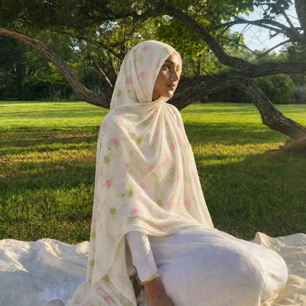 Hijab en mousseline imprimé tendance, longs châles d'été respirants, foulard en mousseline pour femmes musulmanes, impression numérique, turban pour l'Aïd, 180*70cm