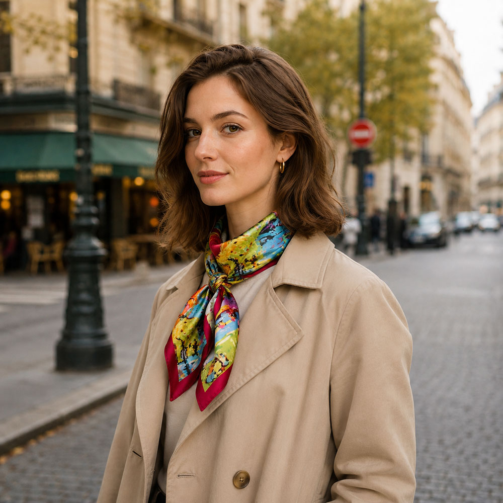 Injplanchers f carré naturel pour femme, Hijab de peinture célèbre, Foulard de la présidence, Cadeau rond chaud pour dame, Top 100% pur