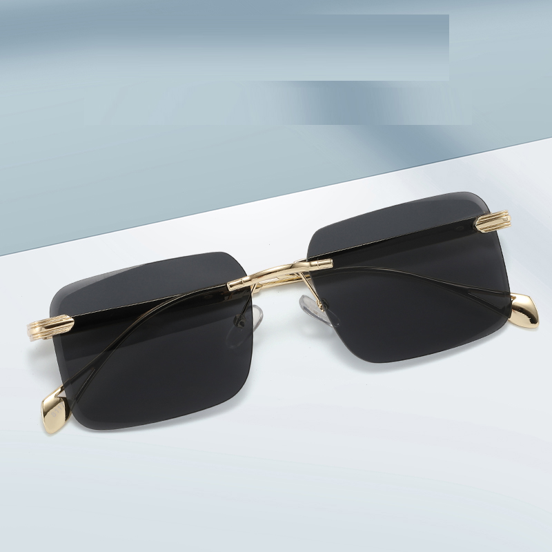 Lunettes de soleil carrées en métal de luxe pour hommes, femmes, unisexe, lunettes de soleil de créateur, sans monture, lunettes de soleil unisexes, protection UV400