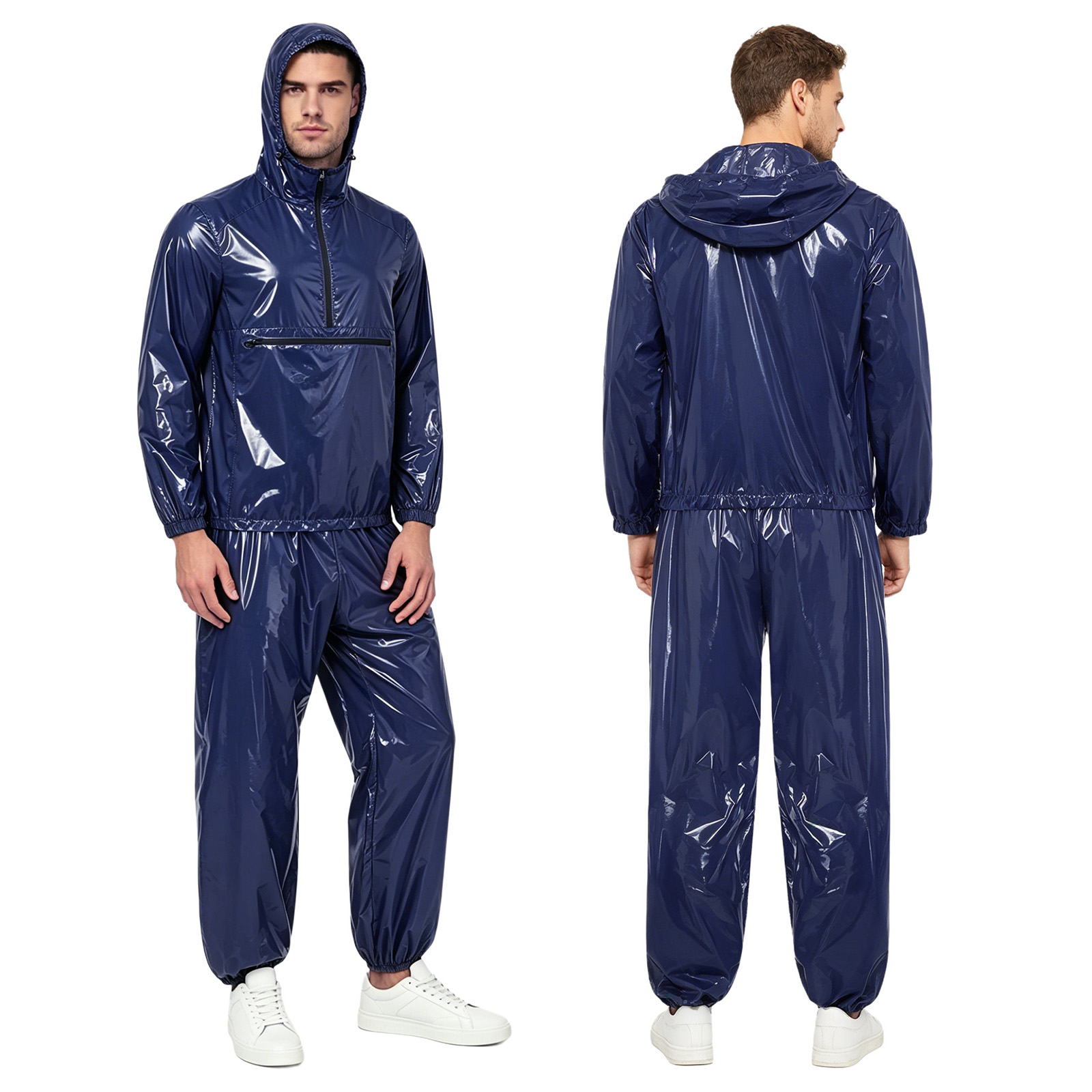 Ensemble imperméable pour hommes, coupe-vent, combinaison de sauna, veste avec pantalon pour la danse hip-hop, le sport, le cyclisme, la natation et les tenues de club