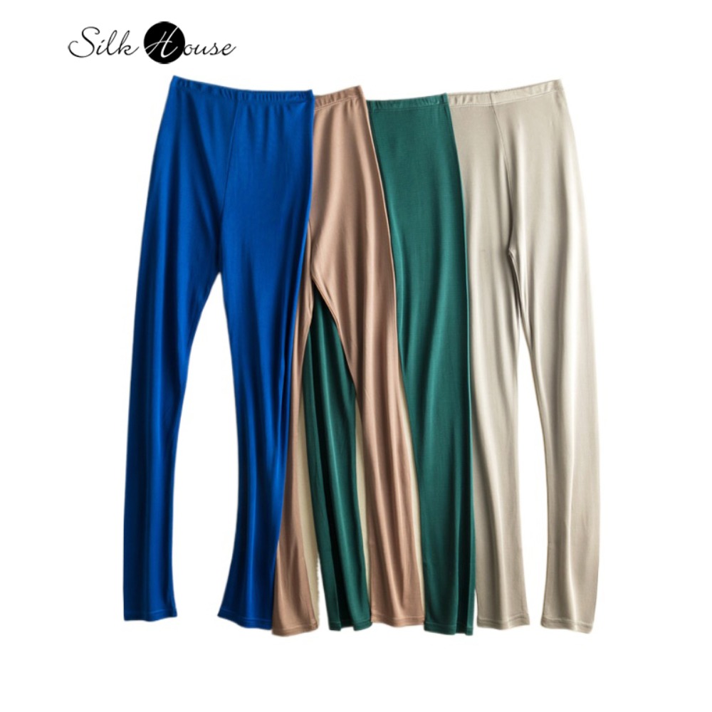 2025 mode femme automne et hiver vêtements 23% soie de mûrier naturelle coupe ajustée respirant hanche levage élastique Leggings